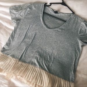 Grey and Pink Peplum Shirt